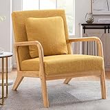 ELUCHANG Accent Chair,Mid-Century Modern Accent Chair,Fabric Reading Armchair,Easy Assembly,Lounge Chair for Living Room Bedroom Apartment (1, Yellow)