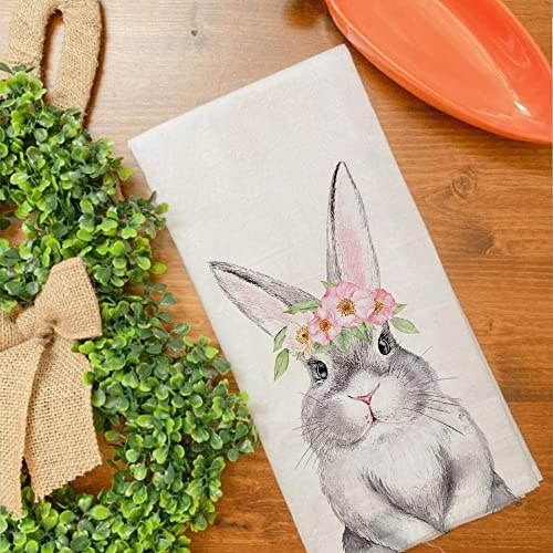 Arkeny Easter Kitchen Towels For Easter Decor Grey Bunny Dish Towels 18X26 Inch Ultra Absorbent Bar Drying Cloth Bless This Nest Hand Towel For Kitchen Bathroom Party Easter Decorations Set Of 2 #TOP3