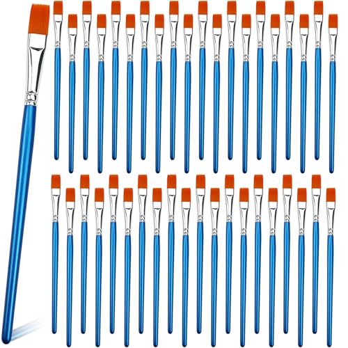 1/2 inch Flat Paint Brushes for Acrylic Painting,40-Pack Small Paint Brushes Bulk with Wooden Handle for Acrylic, Watercolor, Oil, Crafts, Face Body Art