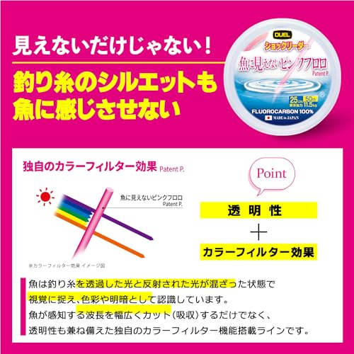 Duel línea de pesca fluorocarbono rosa 30m miniatura 4