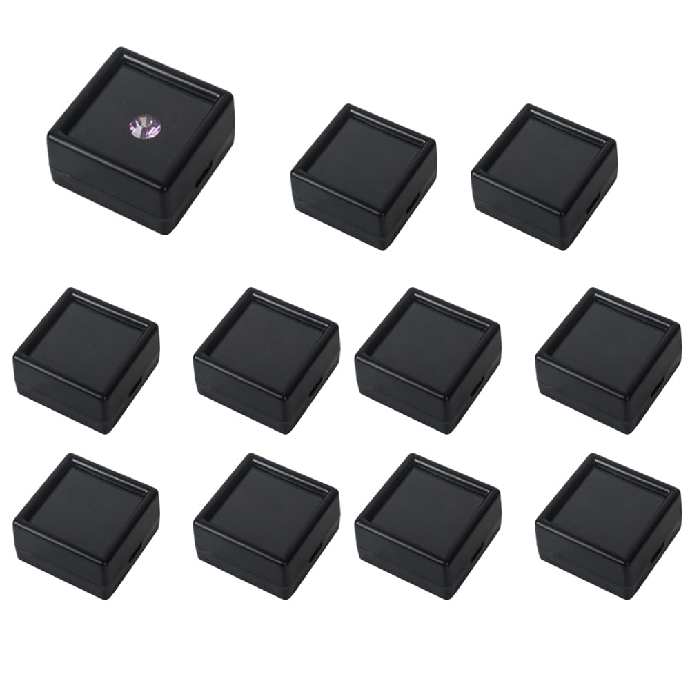 ルースケース 宝石箱 10個セット 窓付 3cm 小物入れ PVC 高透過性 ジュエリー 小型 展示ケース DIY 工芸品 記念品 (黒です)