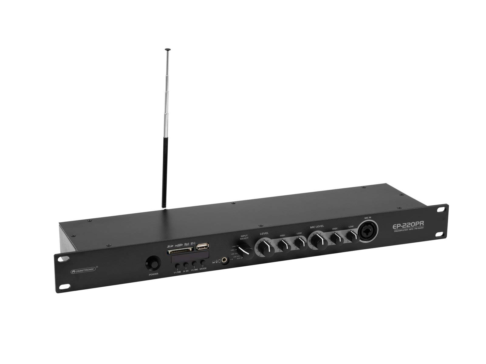 OMNITRONIC EP-220PR Vorverstärker mit MP3-Player, Bluetooth und FM-Radio