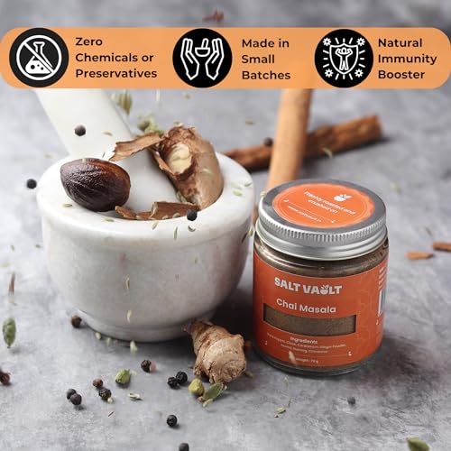 Image of Salt Vault Premium Chai Masala Powder (50g) | 100% Chemical-free, Handpicked, Farm-Sourced Spices | No Preservatives, No Adulteration | Perfect Indian Masala Tea Spice Blend | Antioxidant-Rich Immunity Booster