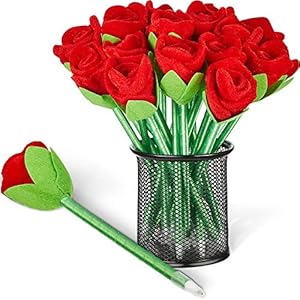 Zonon Valentine’s Day Rose Pens Plush Flower Ballpoint Pens for Girls Teens Adults Girlfriend Wife Mother Birthday…