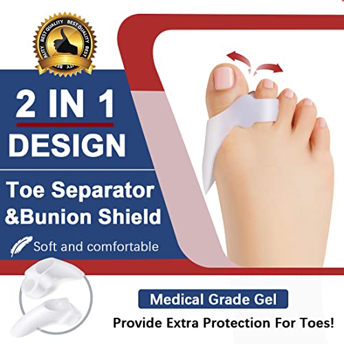 Bunion Corrector For Women Men, Toe Separators For Women, Toe Spacers For Bunion Relief (2 Loops), Bunion Pads With Gel Shield, Bunion Cushion Protector For Hammer Toes, Friction, Calluses, 10 Packs #TOP1