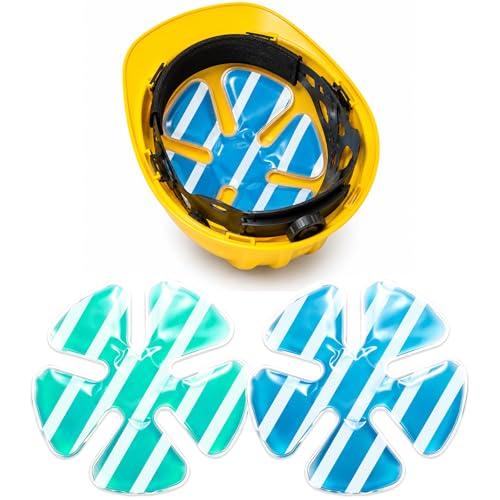 Reusable Cooling Gel Ice Packs for Hats Adjustable Cold Therapy Headband Inserts for Hard Hats Sun Hats 4-Hour Relief for Construction Workers Migraines Heat Stroke Prevention (Stripe)
