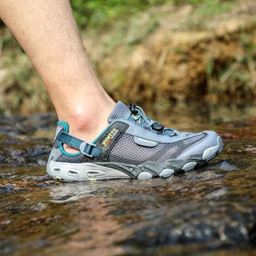 Image of HUMTTO Men's Amphibious Water Shoes - Hiking Sandals for Men Outdoor Water Sandal Closed Toe Non-Slip River Shoes Summer Quick Drying Aqua Shoe