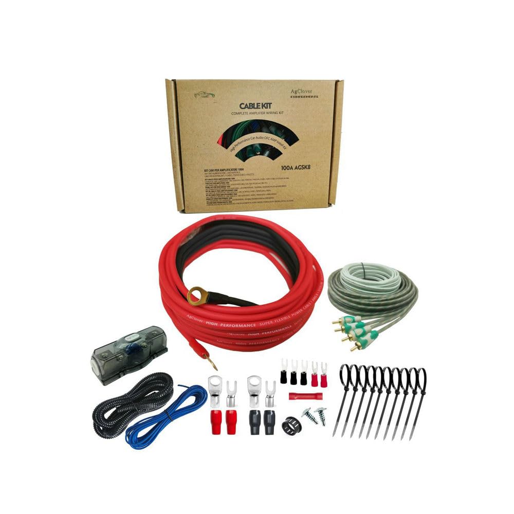 8 Gauge Amp Wiring Kit, 100% OFC Oxygen Free Copper Complete Amplifier Wire Installation Kit- Make Connections and Brings Power to Car Home and Marine Audio Systems