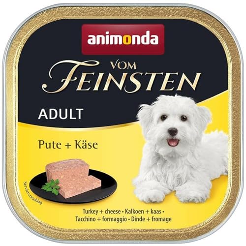 animonda vom Feinsten Hundefutter nass mit Pute + Käse (22 x 150g), getreidefreies Hundefutter ohne Zucker, mit frischen, fleischigen Zutaten