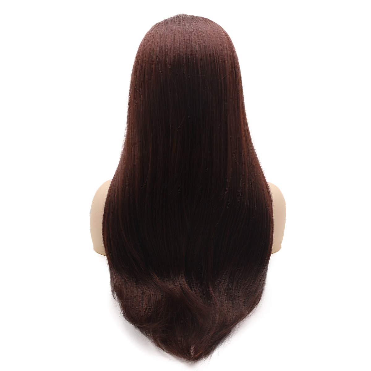 Hair Straight Long 24inch Auburn Heat Resistant Heavy Density Realistic Synthetic Lace Front Wigs