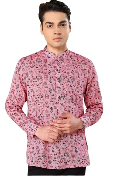 Image of Tattva Pink Tribal Printed Short Kurta