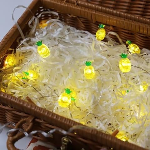 Vicila Pineapple Fairy Lights Christmas, 20LED Copper String Lights Firefly Waterproof Novelty Pineapple Accessories Lamp for Patio, Kids Girls Child Bedroom, Summer Decor-Pineapple Cover