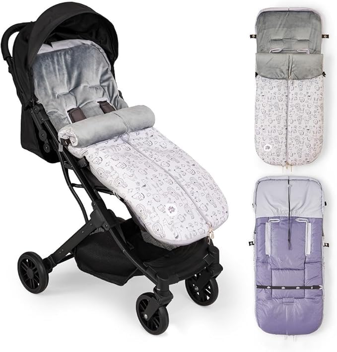 Danielstore Saco silla paseo | 90x44cm, impermeable, 100% poliéster, interior polar | Cremallera doble, antideslizante, lavable | Abrigo adaptable para bebé