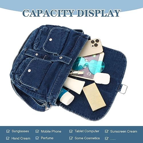 Freie Liebe Denim Bag Casual Tote Bag Aesthetic Canvas Messenger Bag Lightweight Crossbody for Women and Men4