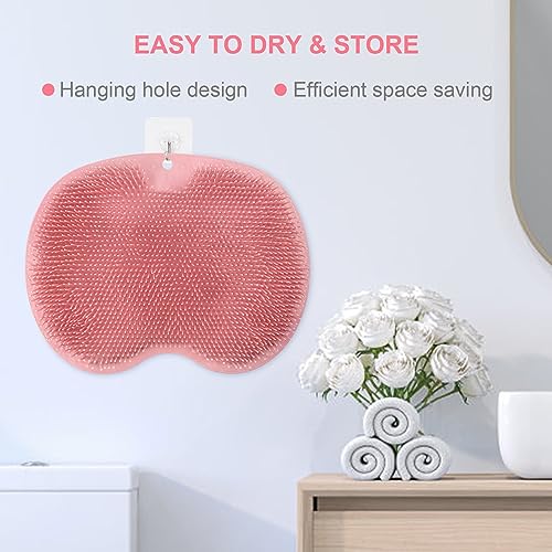 ACWOO Fußbürste Große, Fußwäscher Fuss Wäscher Bath Massage Pad mit Rutschfesten Saugnäpfen, Fußbad Fußmassagegerät Dusche Fußwaschmatte Foot massager für Pediküre, Fußpflege Entspannung(Rosa) 6