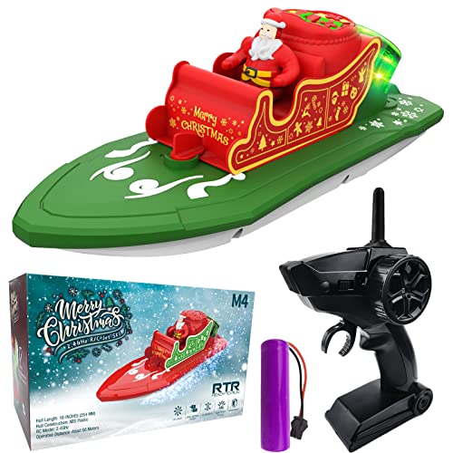 IOKUKI 2.4G RC Boats for Kids - Remote Control Boat for Kids & Adults for Lakes & Pools with Rechargeable Batteries / Dual Motors/ Charger Cable & Low Battery Prompt Toy Boat (Green)