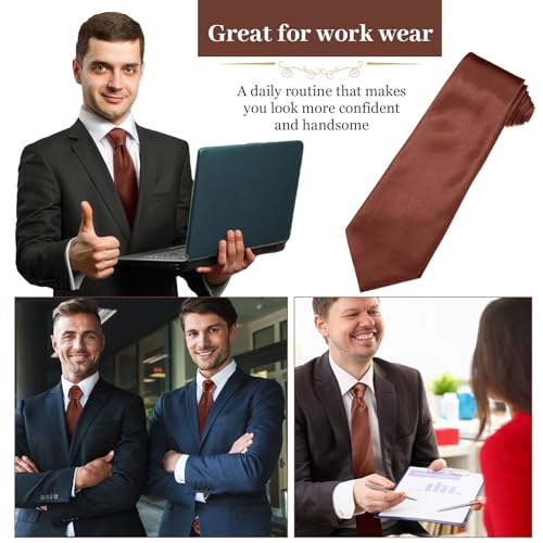 Image of Syhood 6 /12 /24 Pcs Men Ties Set Solid Satin Pure Color Business Formal Necktie Tie 57 inch for Men Occasion Wedding