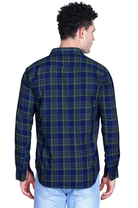 Image of SANE ORIGINALS Ingdigo Washed Checks Pure Cotton Shirt for Men