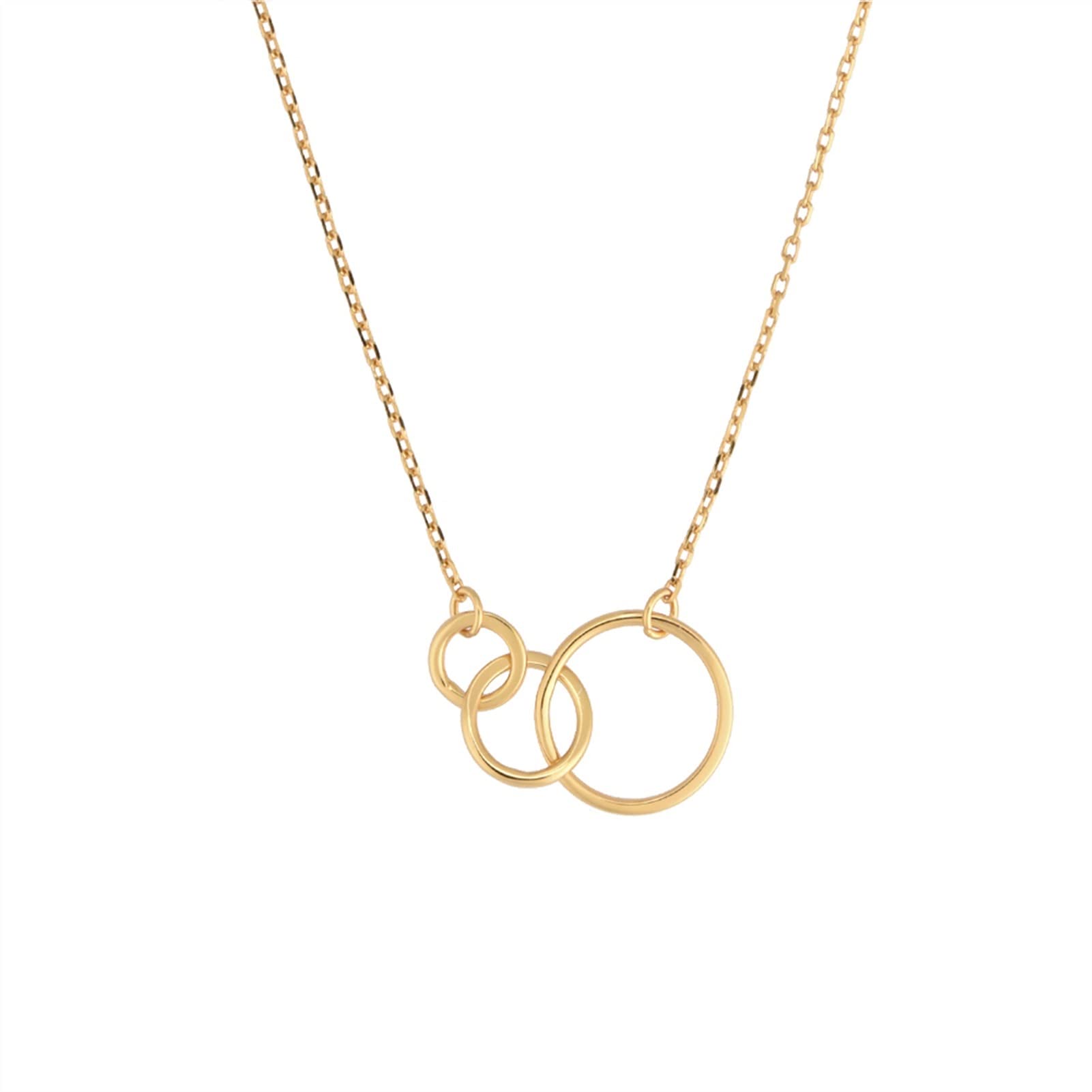 Naszyjnik 925 Srebrny Triple Circle Wisiant Naszyjnik Prosta moda naszyjnik Kobiet Biżuteria Women Wiselant (rozmiar: złoto) ()