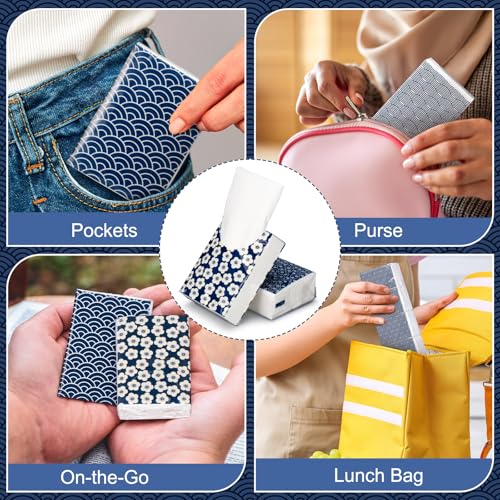 Image of Ctosree 50 Pack Japanese Pocket Tissues Travel Packs Bulk 500 Sheet Small Tissues Pocket Packs Party Favors 3 Ply Mini Individual Travel Size for Allergy Camping