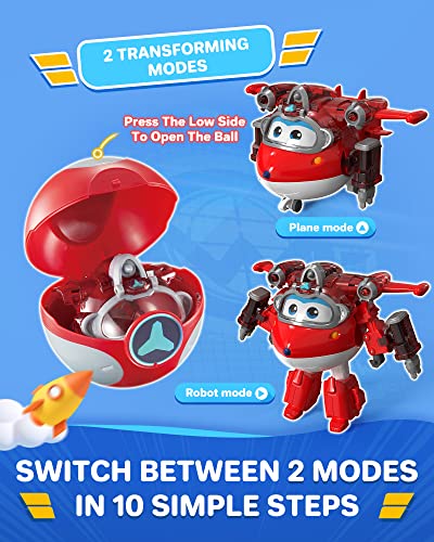 Super Wings Toys,Equipment Upgraded-Super Iron Jett 5" Transformer Toys,Transforming From Toy Jet To Robot Action Figure,Airplane Toy For Kids 3-5 Years Old,Birthday Party Supplies For Kids #TOP2