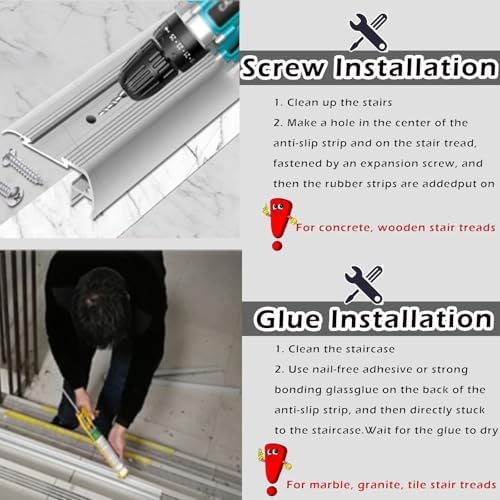 LED Stair Nosing Channel - Non-Slip Step Edge Protector Molding Strips for Indoor/Outdoor Stairs, 42in Black, 20 Pack - Safety & Style Upgrade for Steps