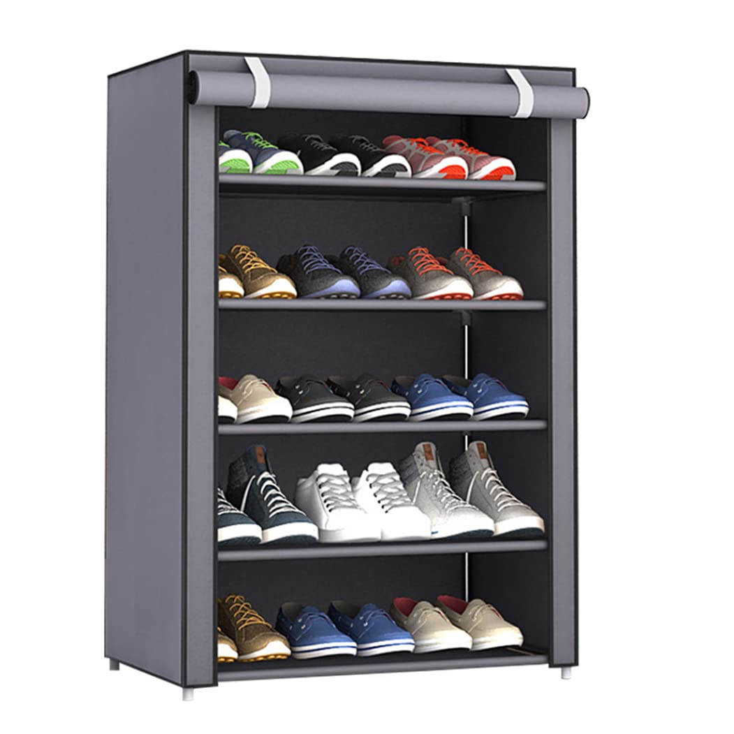 Schuhständer staubdichtes schweres 6 -schichtiger wasserdichtes waschbarer Schuhspeicher Erhöhter minimalistischer schockdes Organizer für Flur Wohnzimmer grau