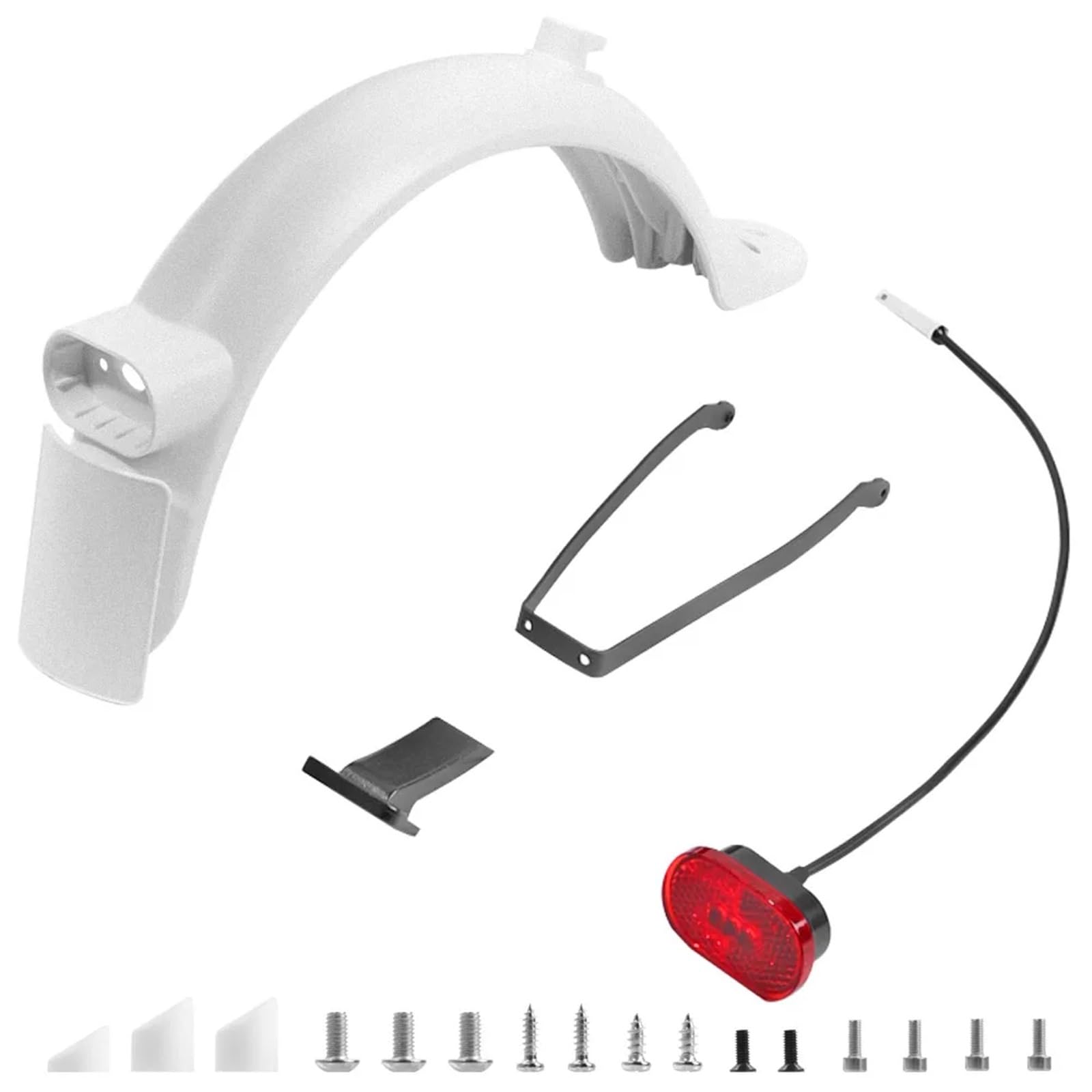 Kit De Guardabarros De Rueda Trasera Compatible For Xiaomi M365 1S Pro PRO2 Mi3 Scooter Eléctrico Guardabarros Trasero Luz Trasera Soporte De Guardabarros Trasero Piezas De Soporte(Wit)
