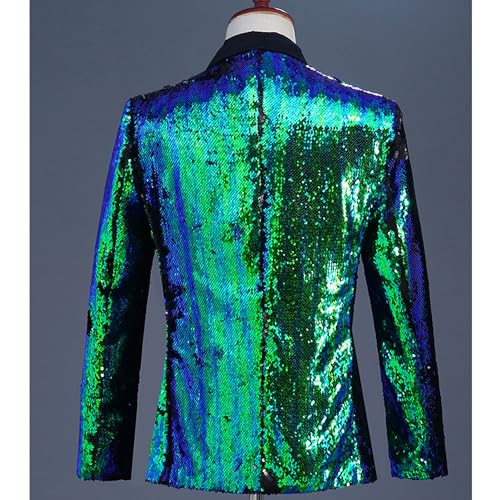 Mens Shiny Sequin Blazer Tuxedo Shawl Collar Casual Cardigan Tailcoat Party Prom Wedding Blazer Suit Jacket3