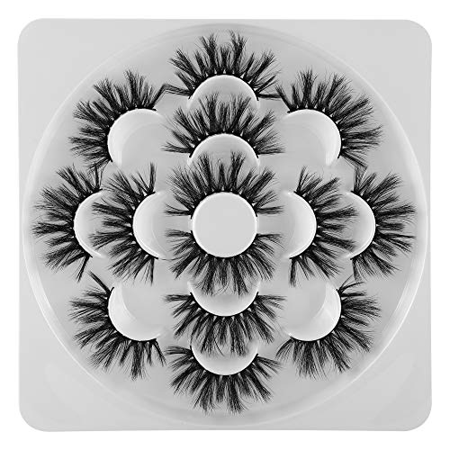 22MM False Eyelashes, FANXITON Fluffy Long Faux Mink Lashes Pack Wisper 3D Volume Lashes 7 Pairs