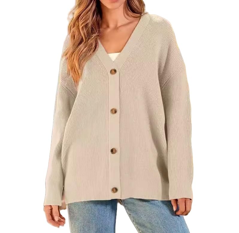 Cardigan Mujer Blusa De Manga Larga con Botones Abiertos En La Parte Delantera para Mujer, Elegante Cárdigan Informal para Novios, Chaqueta Holgada para Mujer, Suéter Grueso Tipo Cárdigan P