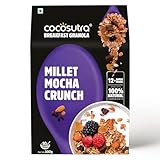 Cocosutra Millet Mocha Crunch Breakfast Granola - 300 g | High Protein Cereal with Oats, Nuts, Seeds and Dry Fruits | Lightly sweetened with Jaggery