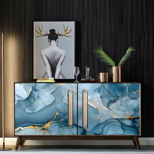 Papier peint bleu foncé autocollant pour masquer les défauts d'une table - 5