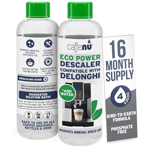 Caffenu DeLonghi Compatible Descaling Solution, 4-Use Coffee Maker Descaler
