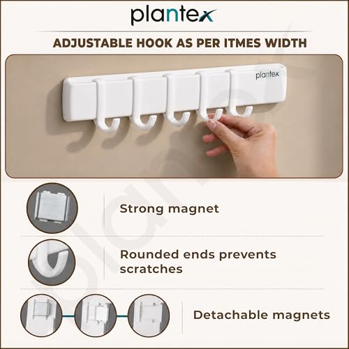 Image of Plantex Folding Towel Rack with Magnetic Hook Rail /Stainless Steel 24 Inch Towel Holder with 5 ABS J-Shape Hooks for Bathroom /Wall Mounted Towel Stand for Clothes - Chrome