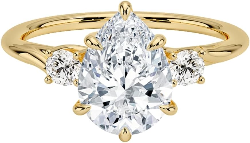 1-5 Carat IGI Certified Lab Grown Diamond Ring With VVS1-2 E-F Colour Clarity, Delilah Three Stone Engagement Ring 10K 14K 18K Solid Gold, A Gift for Her.