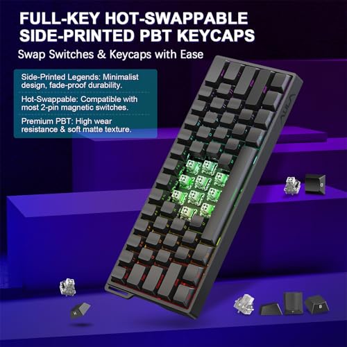 Image of Aula WIN60 HE 60% Mechanical Keyboard Wired, Hall Effect Gaming Keyboard Magnetic Switch Hot Swappable, Adjustable Actuation Rapid Trigger Mode 8000Hz Polling Rate, RGB Keyboard 60 Percent Design
