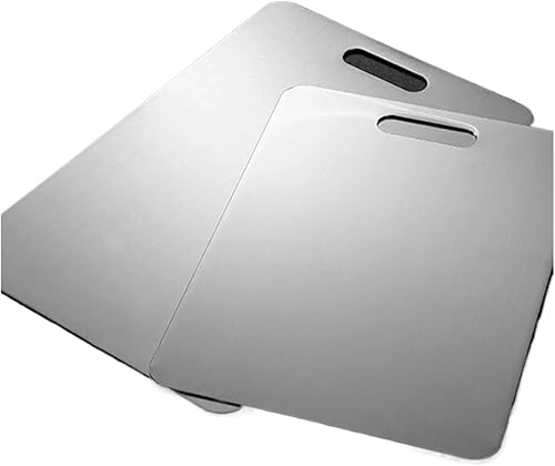 Miniatura 8 de DLYZAYE Tabla de cortar de acero inoxidable Tabla de cortar gruesa de acero inoxidable Tabla de amasar para cocina, frutas y verduras (15.4 x 11.0