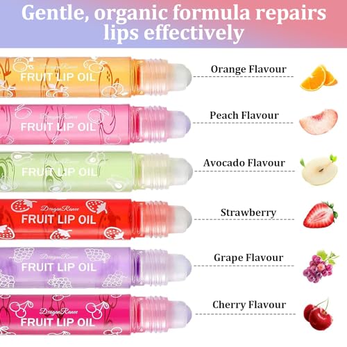 INBOLM Lip Gloss Set,6PCS Fruit-Flavored Plumping Lip Oil Hydrating Lip Oils Sets for Teenage Girls Long Lasting Lip Glow Lip Care Roll-on Fresh Lip Glaze Transparent Colorless Moisturizing Lipgloss - Image 4