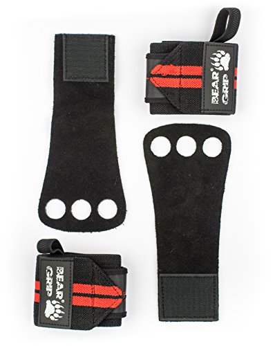 51t3+N4IhZL BEAR GRIP - CROSSFIT Leather palm gloves protector wrist support wraps, Ideal for WOD Fitness, Weight lifting… - Image 3