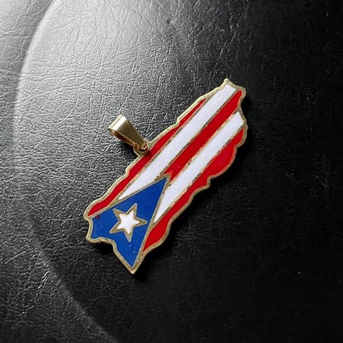 Womens Fashion Stainless Steel Puerto Rico Map Pendant Necklace2