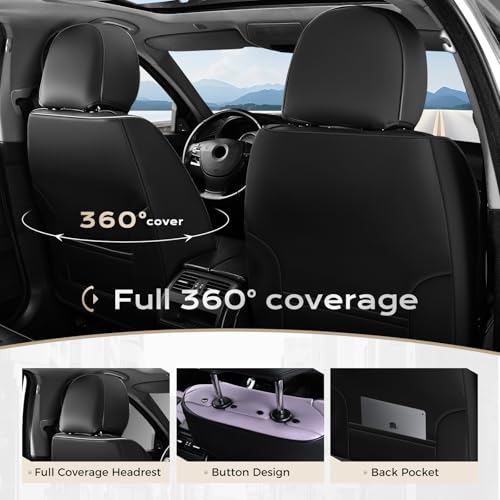 Image of Coverado Car Seat Covers, Front Covers for Cars, Car Seat Cover Front Seats, Automotive Seat Cover, Waterproof, Leather Car Seat Cushion, Universal Interior Covers Seat Protectors for Most Cars