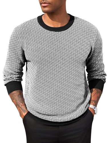 COOFANDY Mens Knitted Dress Sweaters Casual Pullover Sweater Soft Long Sleeve Slim Fit Crewneck Sweater