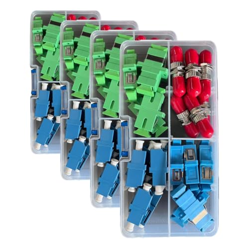 Image of Fiber Optic Coupler Kit MultipPack - Fiber Optic Connector Kit Includes 26 Fiber Optic Couplers - for ST LC SC /APC SC Cables - Includes Hard Plastic Snap Lock case (Pack of 4)