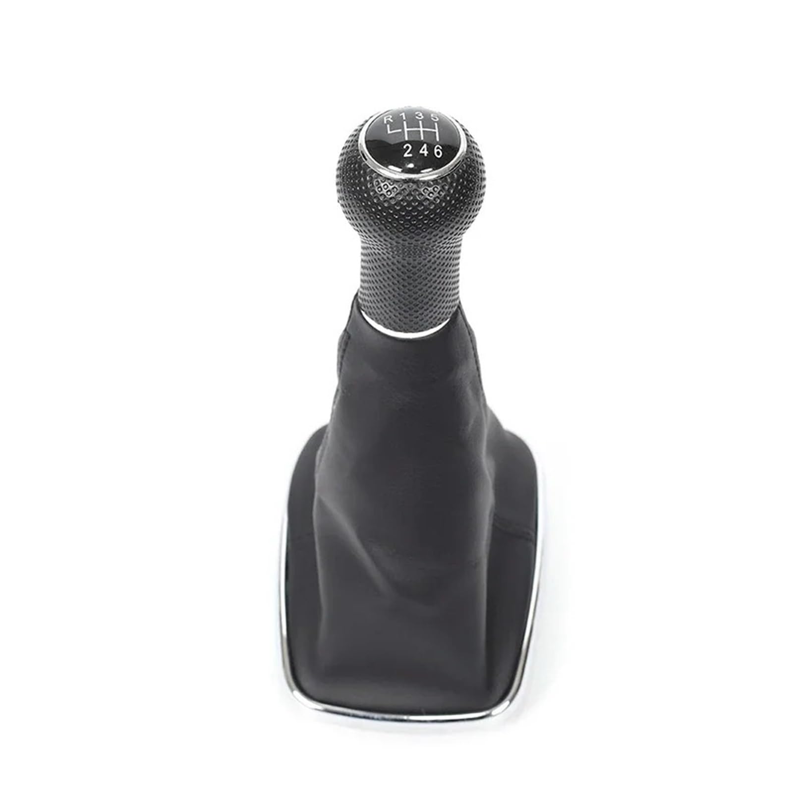 DAJMSUY for VW for Golf for GTI for Jetta for Bora 5 6 Speed Gear Shift Knob Lever Shifter Gaitor Boot PU Leather Car Gear Shift(Black 6-Speed)