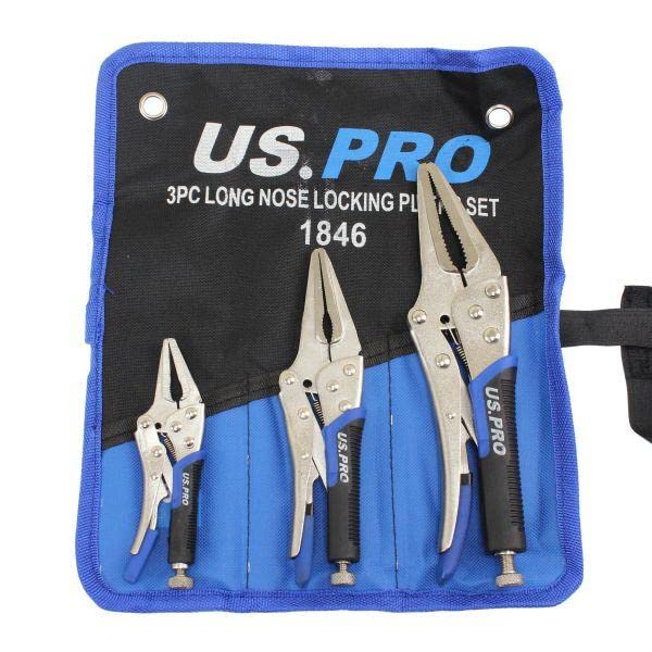 US PRO Tools 3pc Long Nose Locking Plier Pliers Set 4.5-10" Mole Grips Clamps 1846.5-10" Mole Grips Clamps 1846