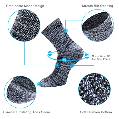 Toes&Feet Men's Anti-Odor Deodorant Quarter/Crew Cushion No Blister Sports Socks3