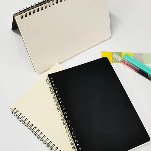 Miniatura 6 de Cuaderno de espiral, cuaderno de papel grueso en espiral, cuaderno rayado negro, cuaderno con rayas universitarias, paquete de 2, 10 x 7 pulgadas