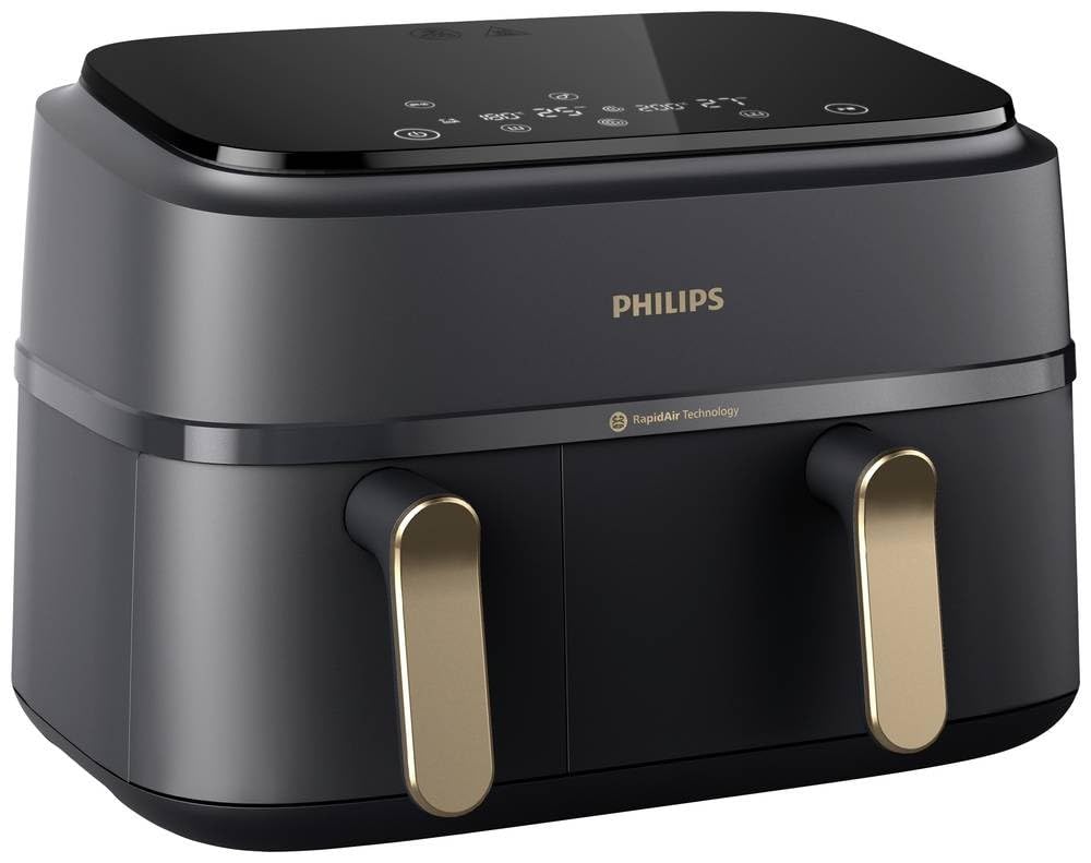 Freidora Sin Aceite - Philips - NA352/04 - 9L - Doble Cesta - Pantalla T�Ctil + Accesorios - Negra-image
