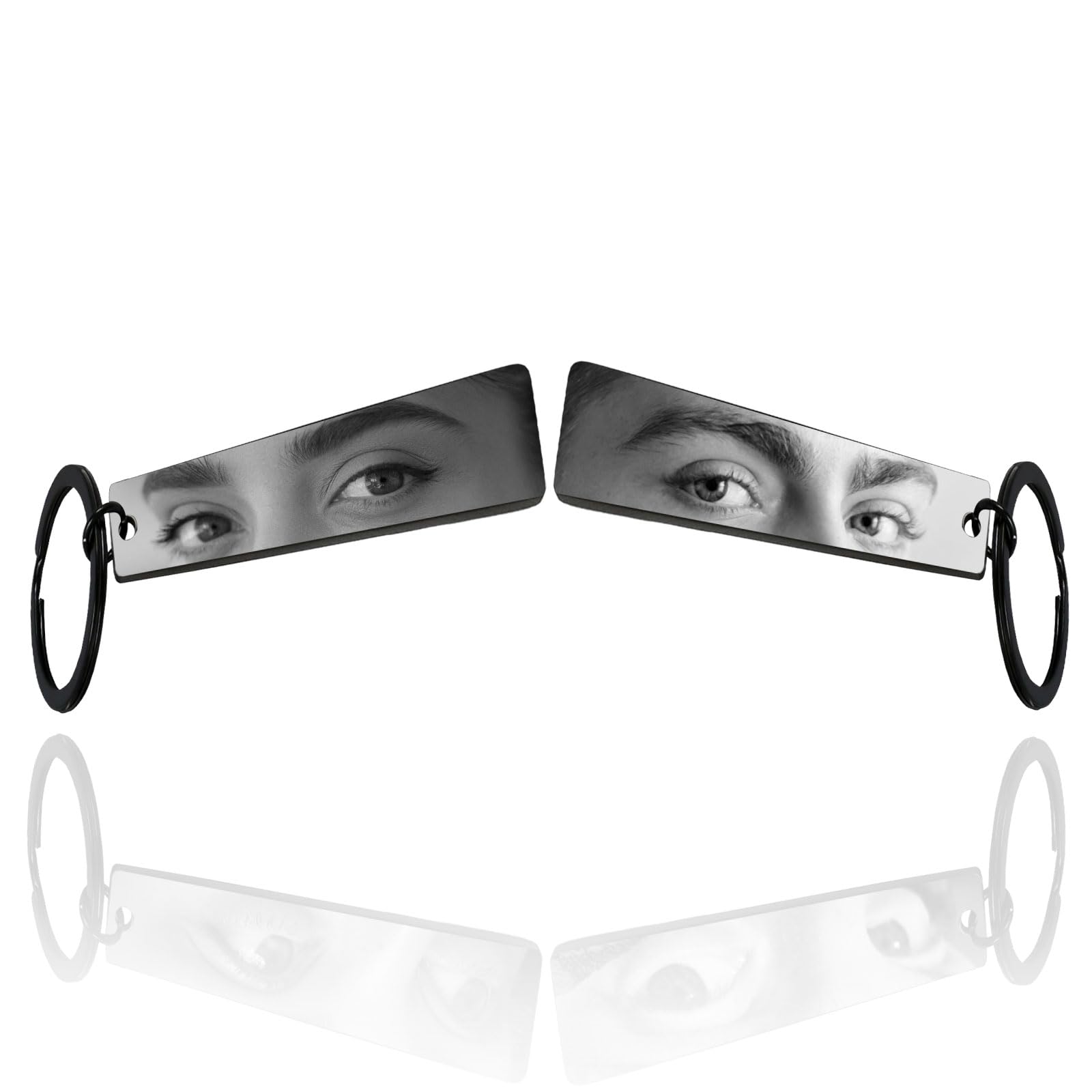 Custom Eye and Text Keychain - Personalised Double Sided Keyring with Engraved Photos of Your Partner or Pet - Unique Gift for Couples and Pet Lovers (Double-sided eye keyring)